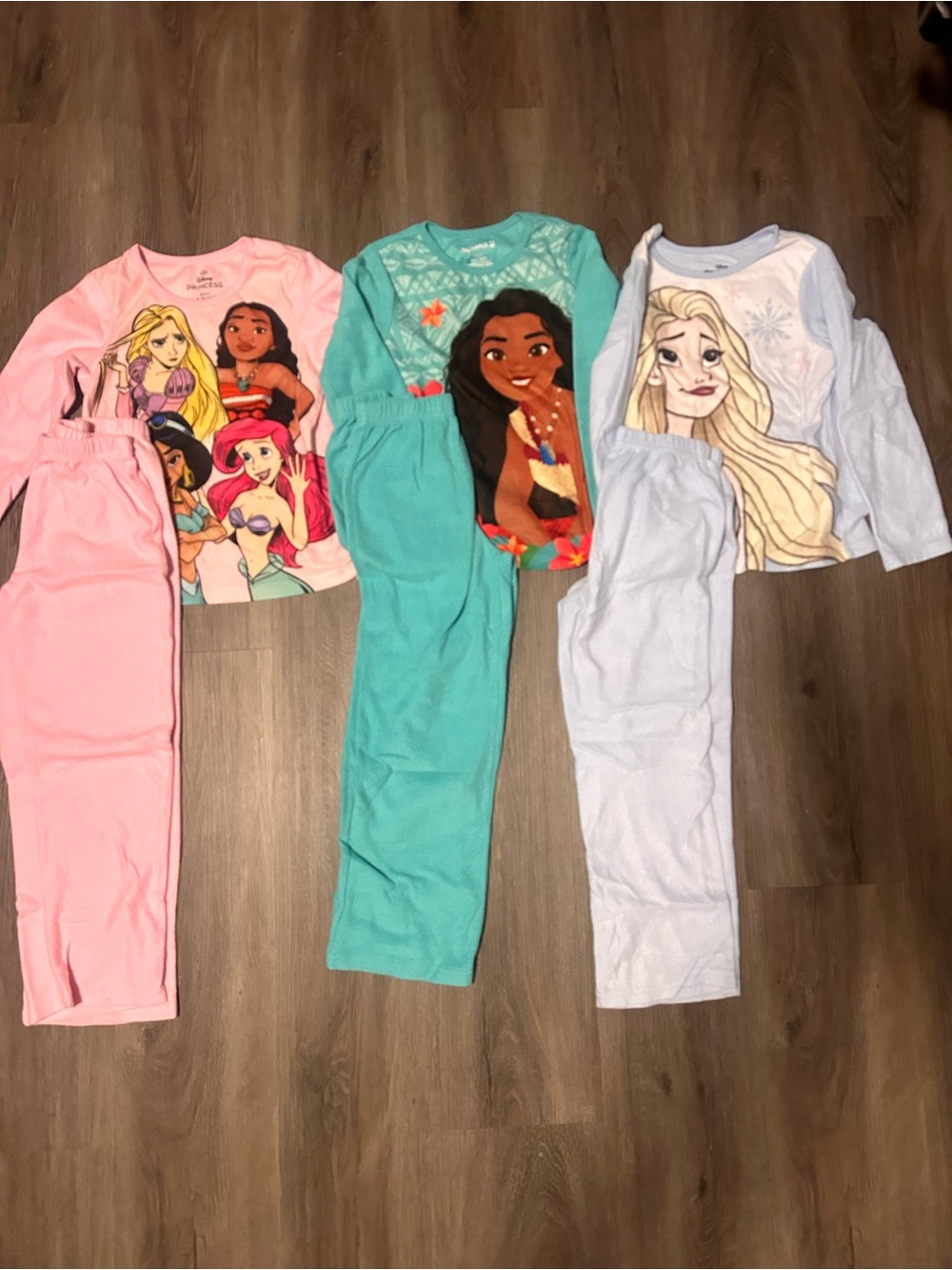 Disney Girls' Princess Pajama Sets - Pink, Teal, Light Blue 6/6X